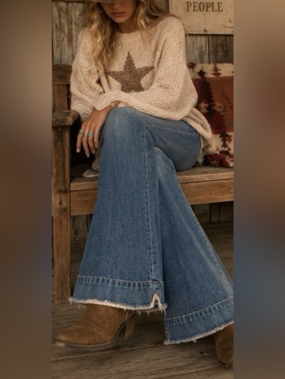 Express ’70s Flare Mid Rise Jeans 4R Medium Wash Raw Hem 100% Cotton Boho - Picture 9 of 10